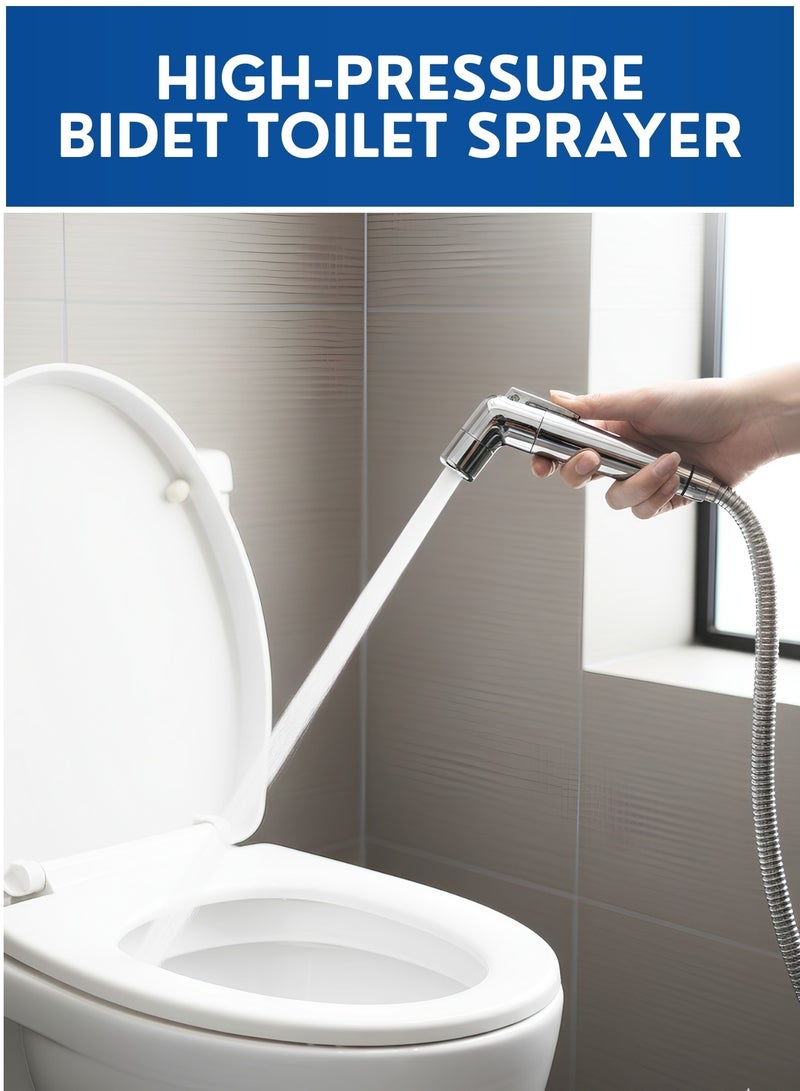 رشاش شطاف للمرحاض، شطاف يدوي من الستانلس ستيل (دش مسلم) مع تحكم في ضغط المياه، خرطوم مانع للتسرب مع حامل – طقم رشاش بيديه للحمام للنظافة الشخصية - Image 2